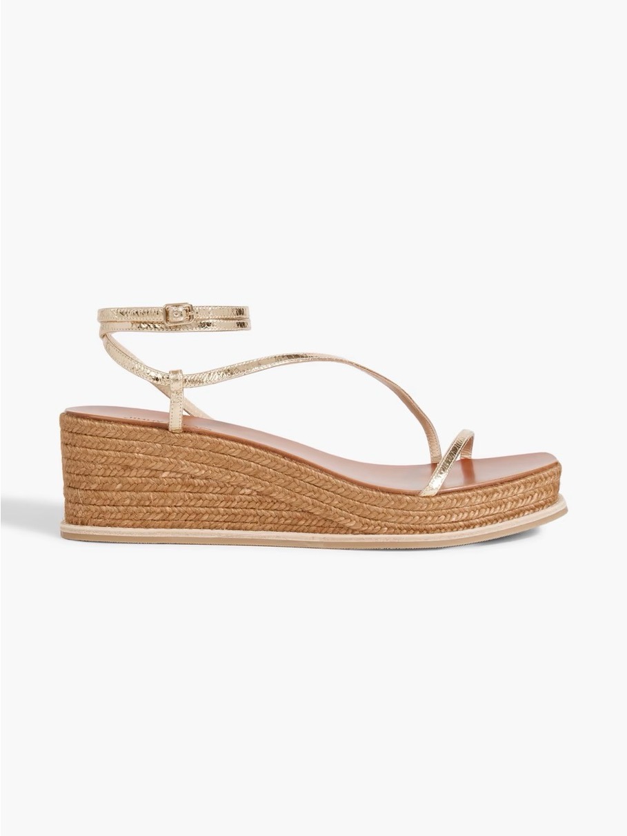 Jimmy Choo Metallic Gold Espadrille Wedge Sandals